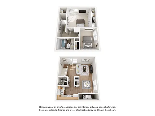 Floor plan Two Bedroom, One and Half Bath Townhome