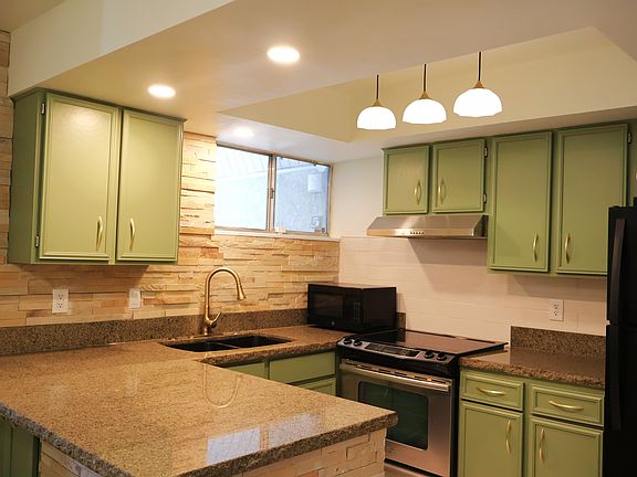 Kitchen comes with microwave, fridge, stove, and dishwasher.