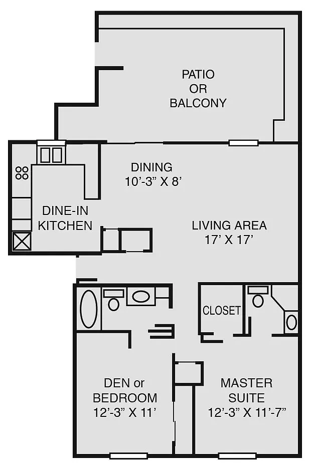 Floor plan 2 Bed/2 Bath Up (G)