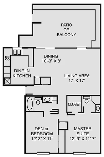 Floor plan 2 Bed/2 Bath Up (G)