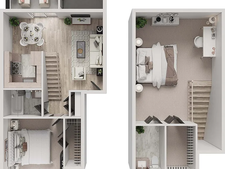 1x1.5 Loft | 1-Bedroom Floorplan 1x1.5 Loft | 1-Bedroom Floorplan