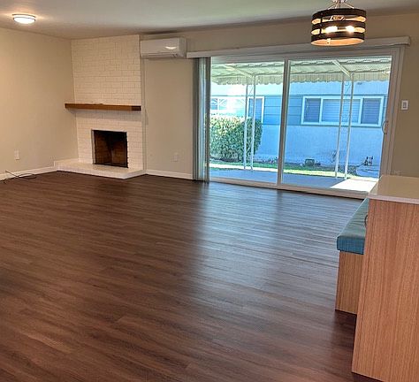 living room and fireplace