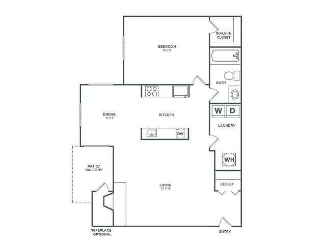 Floor plan Birch (736 SF)