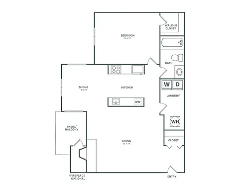 Floor plan Birch (736 SF)