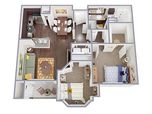 Floor plan 1 Bed, 1 Bath D