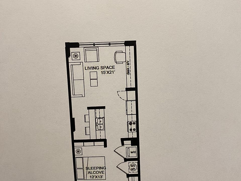 This is the Umber Floor Plan. A studio style unit with 620 sq. ft.