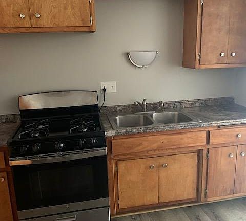 Kitchen with stainless gas stove