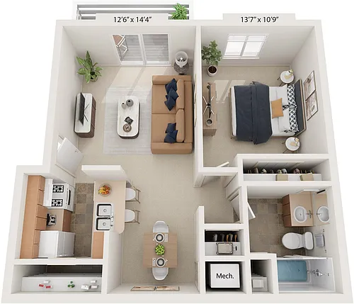 Floor plan One Bedroom Cape Cod