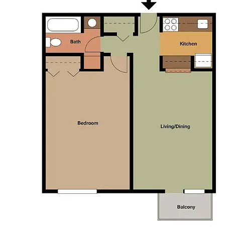 Floor plan One bedroom Renovated