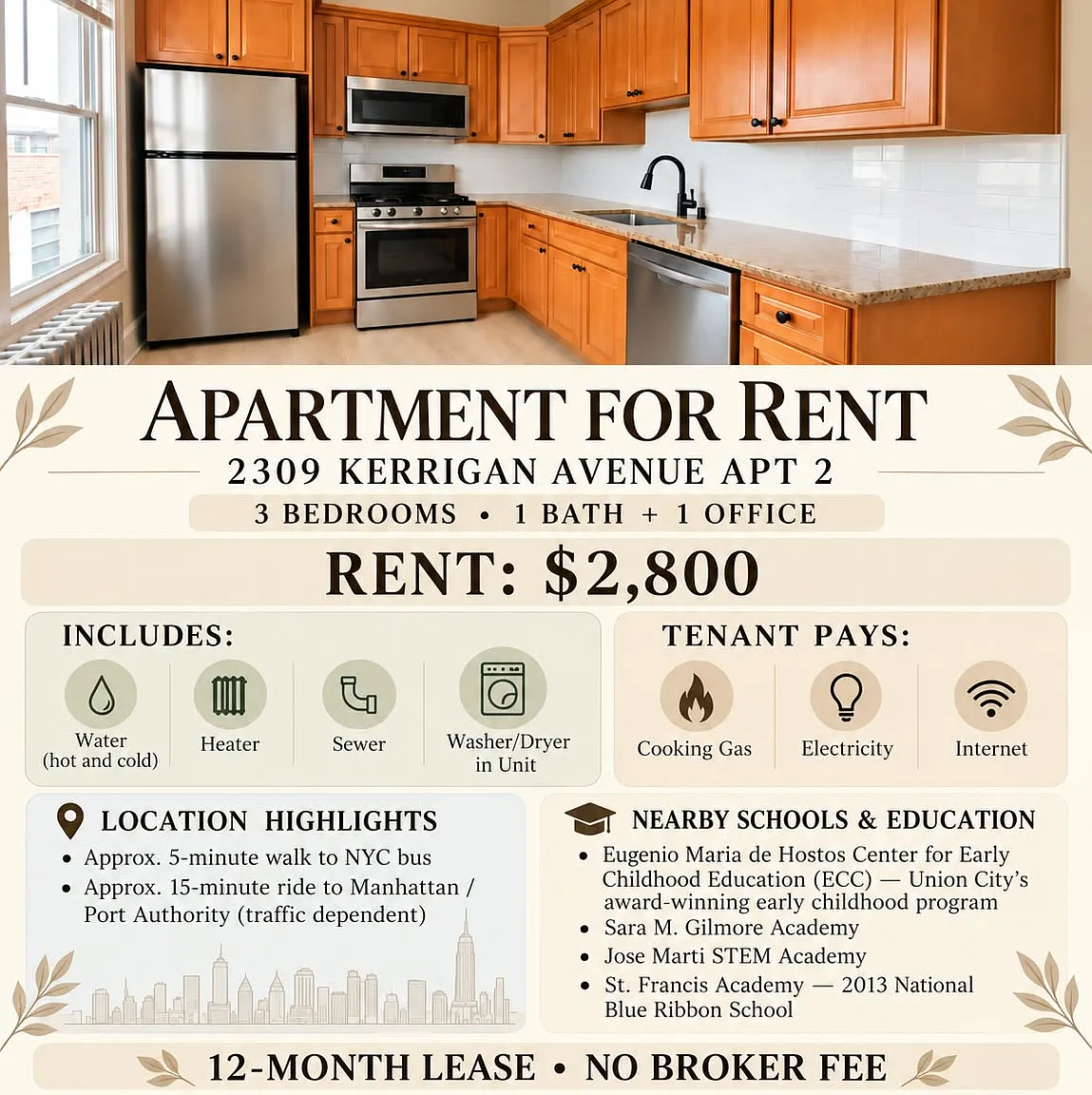 3 bed, $2,800 — Photo 1