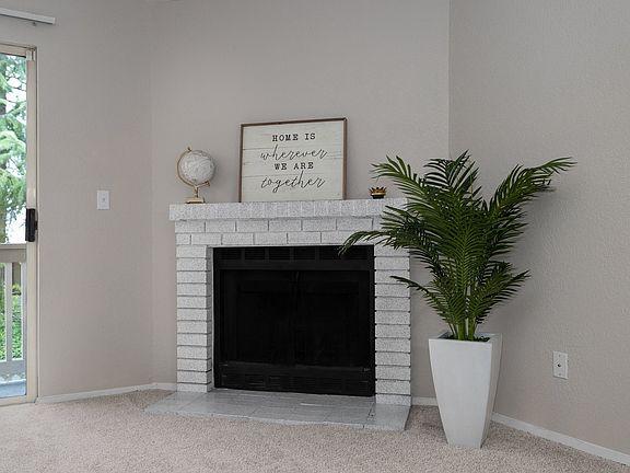Bayview Apartment Homes Living Room Fireplace and Plant