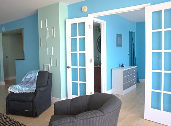 The french doors into the bedroom