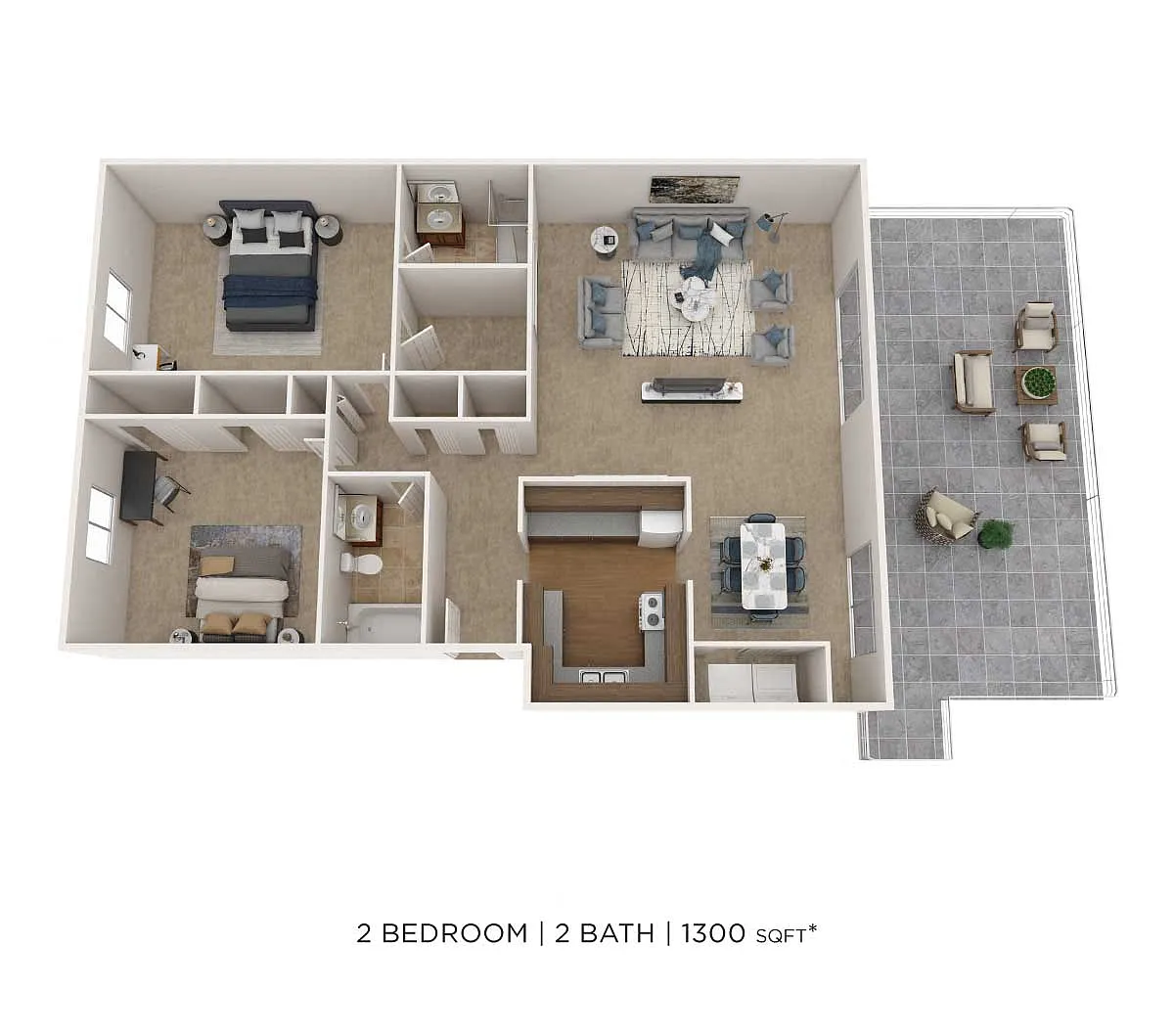Floor plan Two Bedroom 2 Bath