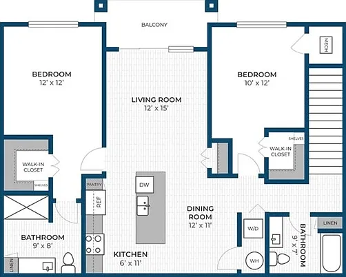 Floor Plan 2D | Seasons at Plainfield | Apartments in Plainfield, IL Floor Plan 2D | Seasons at Plainfield | Apartments in Plainfield, IL