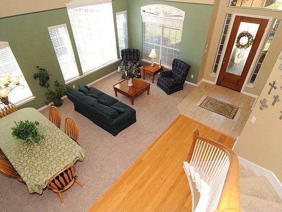 View of formals from top staircase landing.