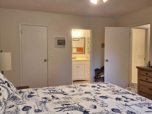 Master bedroom with walk in closet and pass through entrance to bathroom