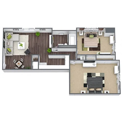 Floor plan B1: 2 Bed 1 Bath