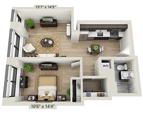 Floor plan One Bedroom A1C