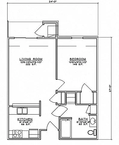 Floor plan 1 Bedroom Unit