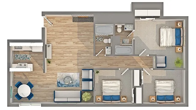 Floor plan Don Duplex with Attached Garage