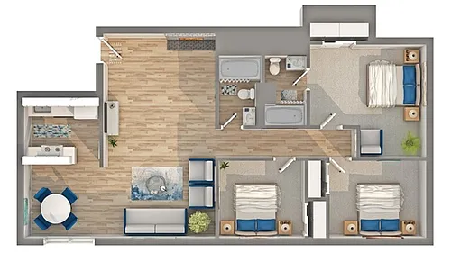 Floor plan Don Duplex with Attached Garage