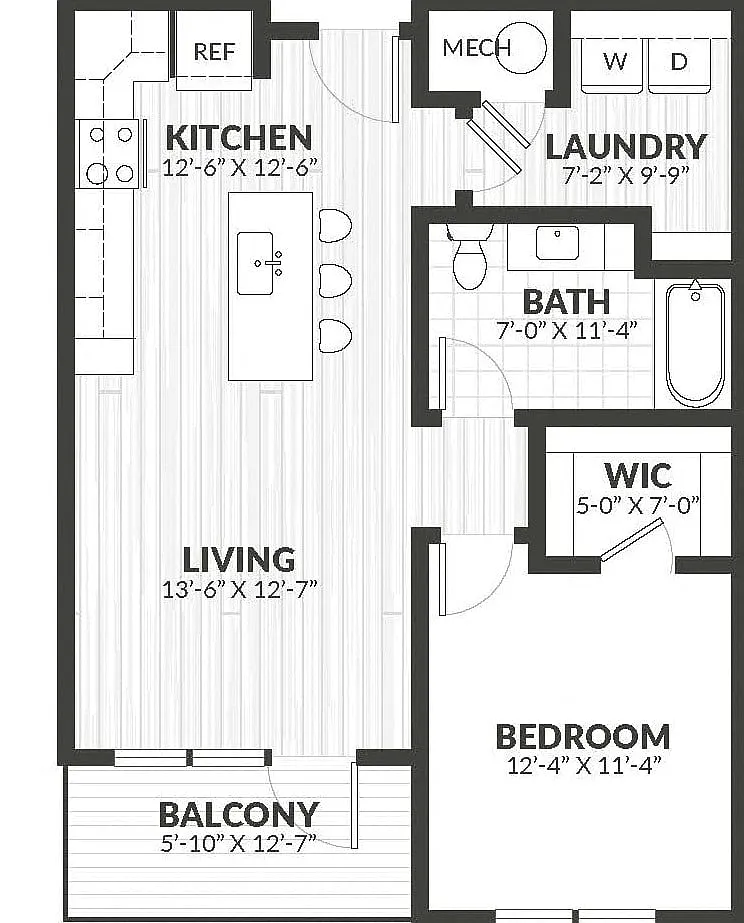 Floor plan 1 Bed/1 Bath-a2