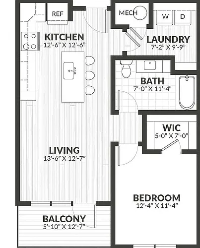 Floor plan 1 Bed/1 Bath-a2