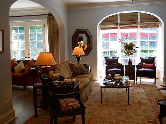 living room and den on left