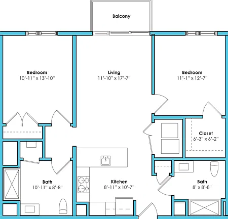 Two Bedroom Two Bath (1041 SF) Two Bedroom Two Bath (1041 SF)