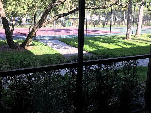 Patio and tennis courts