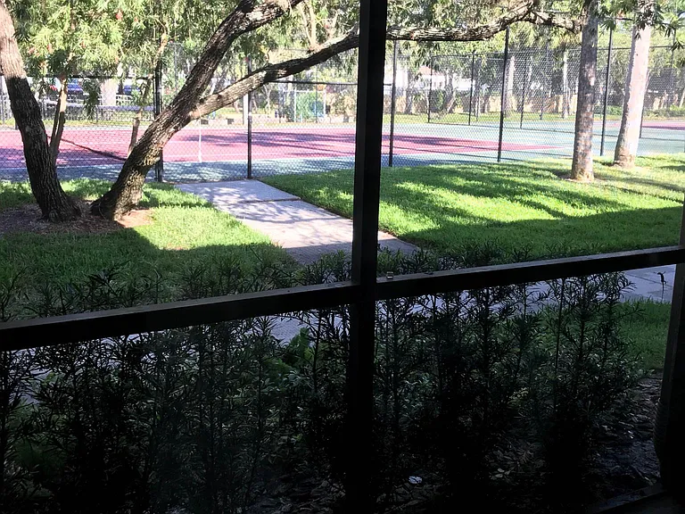 Patio and tennis courts