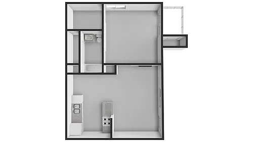Floor plan 1 Bedroom / 1 Bathroom