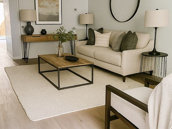 Apartment is not rented furnished. This is to show possible furniture layout in the spacious living room.