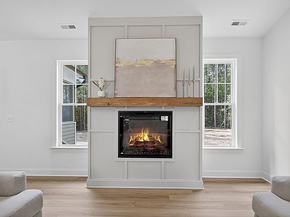 Beautiful fireplace framed with natural light
