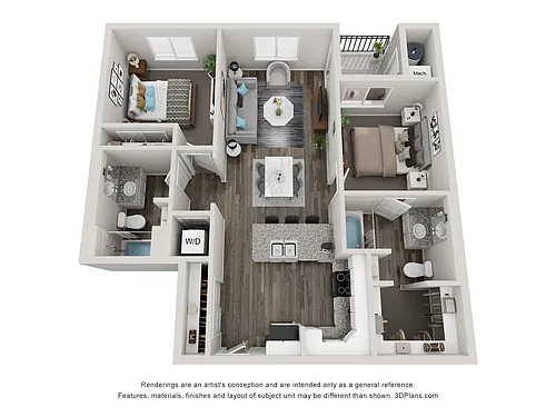 Floor plan 2x2 - 1007 sqft - B2