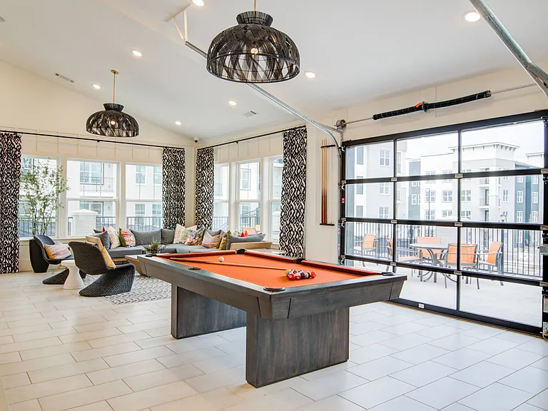 Resident Lounge overlooking the pool deck