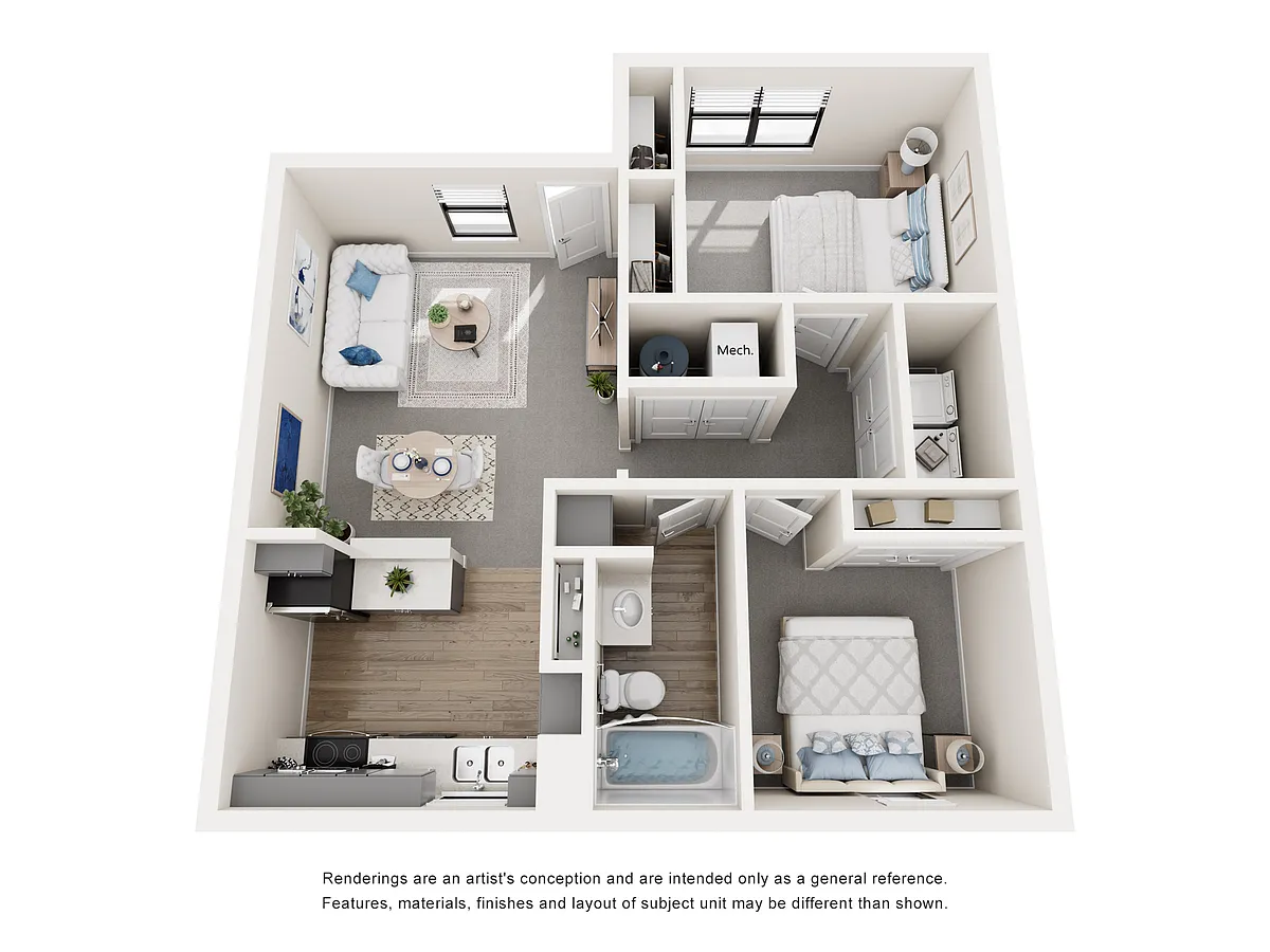 Floor plan 2 Bedroom, 1 Bathroom, 3rd Floor