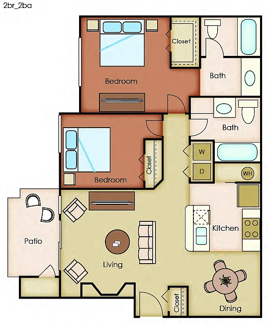 Floor plan Two Bedroom Two Bath