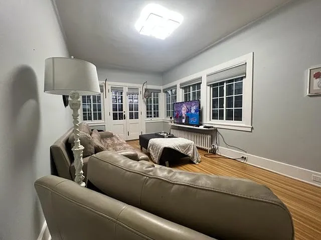 Living room with access to backyard