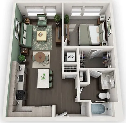 Floor plan One Bed One Bth A3
