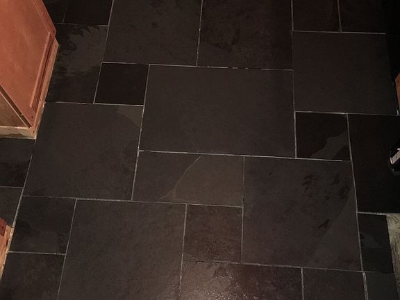Slate tile in the kitchen.