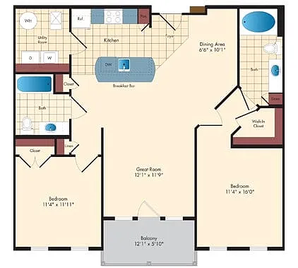 Floor plan 2 Bed/2 Bath