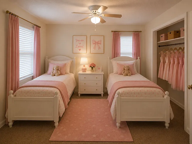 Bedroom #2 View A (AI Furniture, rugs, curtains, linen and clothes NOT included)