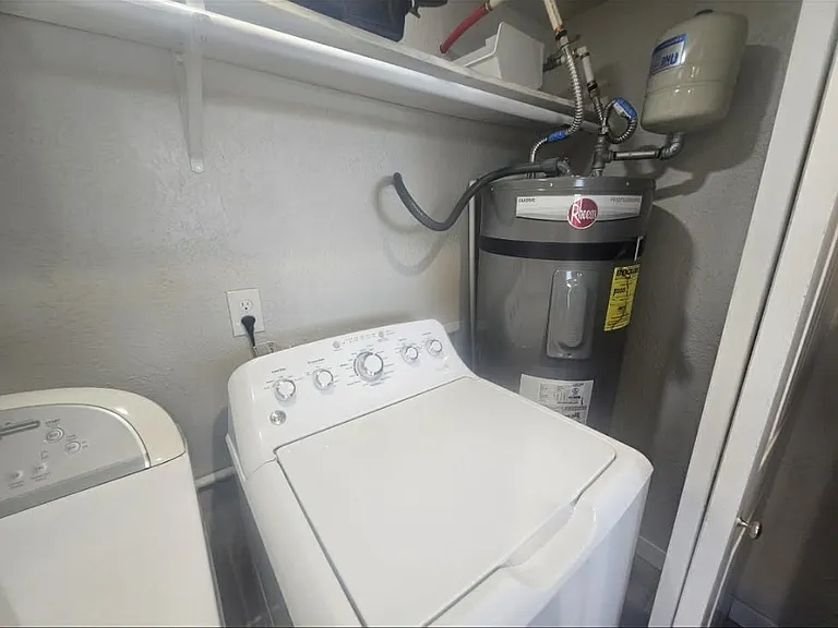 Electric water heater and washer and dryer included