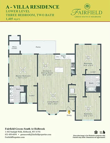 Floor plan A Three Bedroom Lower Villa With Patio