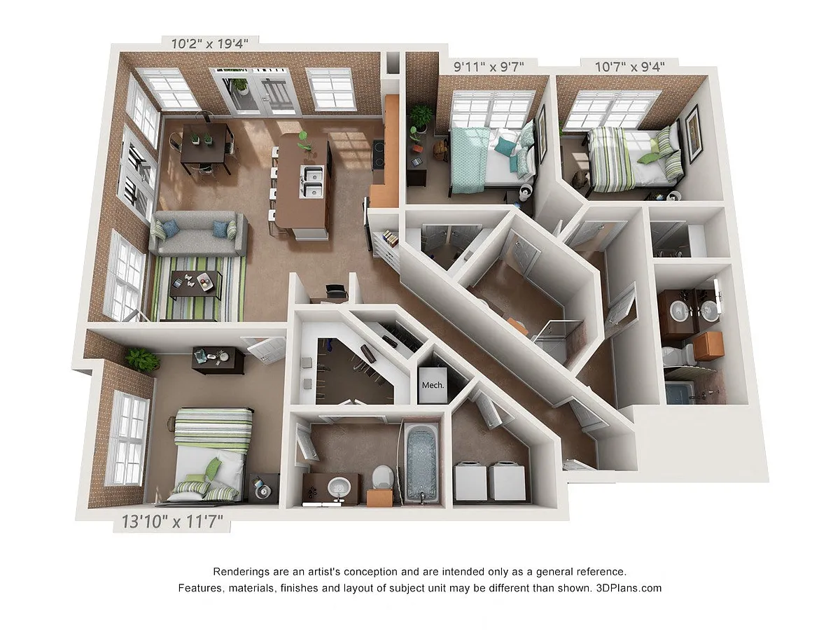Floor plan 3 Bedroom B