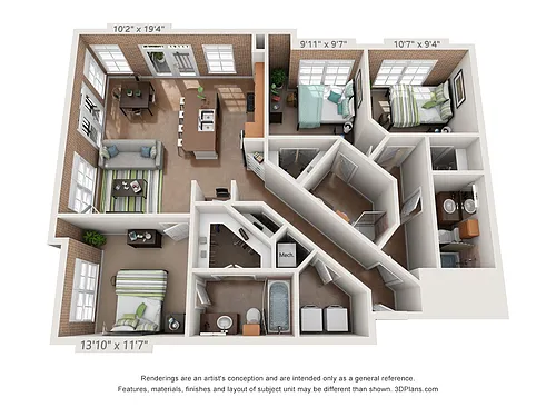 Floor plan 3 Bedroom B