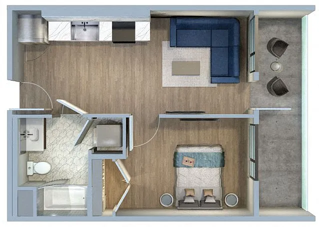 Floor plan 1 Bed/1 Bath-1M