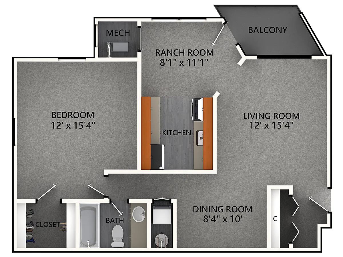 Floor plan 1 Bedroom