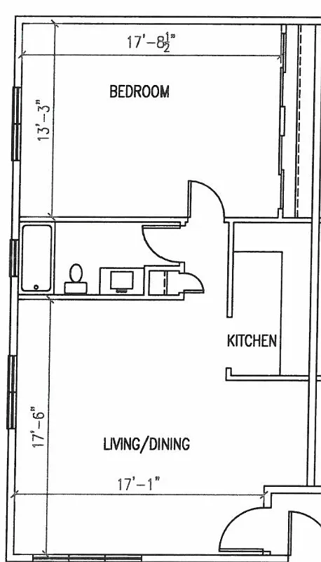 Floor plan 1 Bedroom, 1 Bathroom
